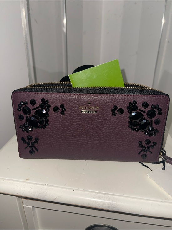 Kate Spade Handbags - Kate Spade Jeweled Plum Floral Wallet
